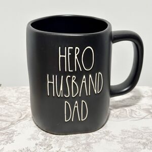 Rae Dunn "Hero Husband Dad" Mug Matte Black Artisan collection NEW